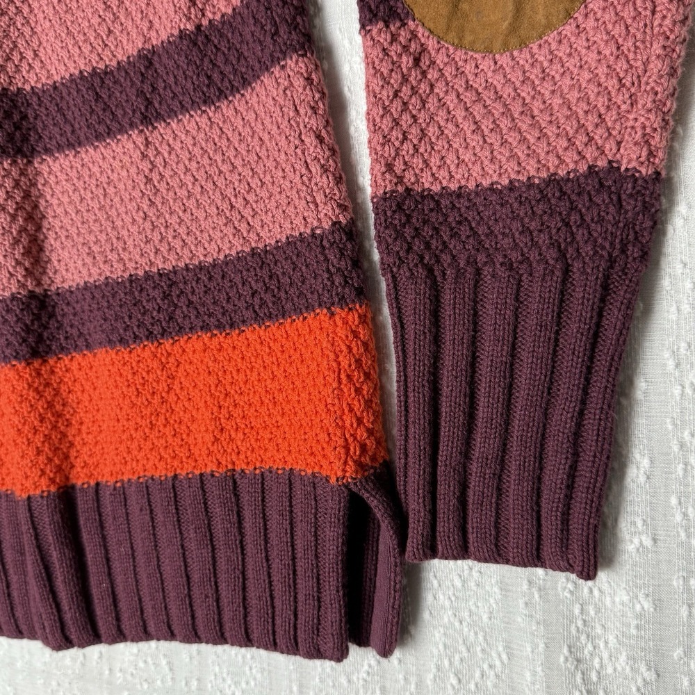 Love Hanna Merino Wool Blend Chunky Knit Striped Sweater Size M Equestrian Cozy - Picture 3 of 14